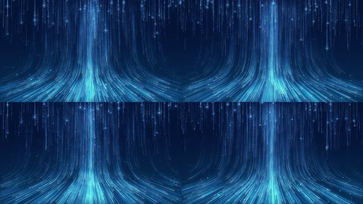 4K蓝色粒子瀑布线条流动