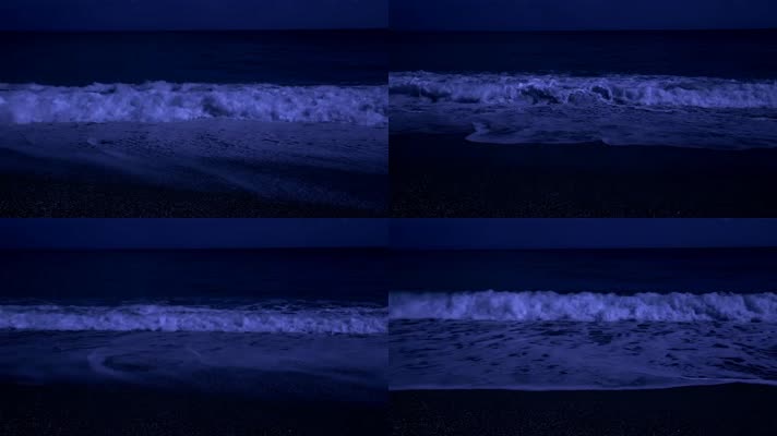 海边沙滩海浪夜景