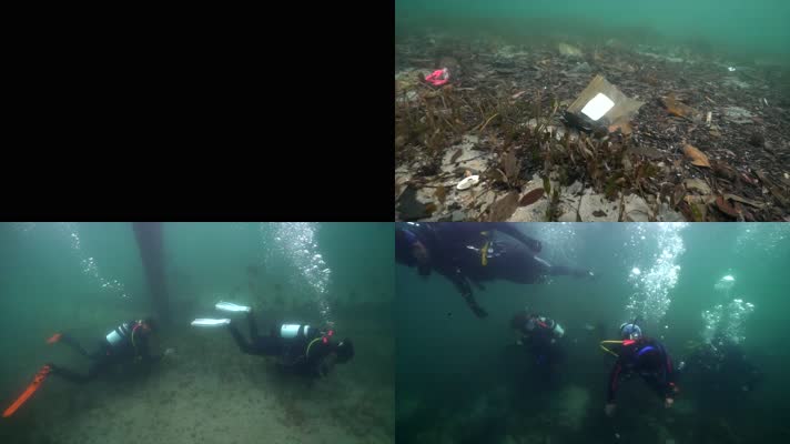 海洋污染，海底捡垃圾，志愿者