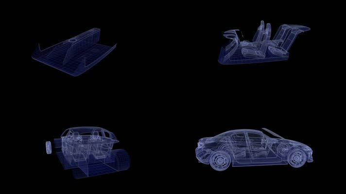 三维动画科技感汽车线框装配动画ae模板