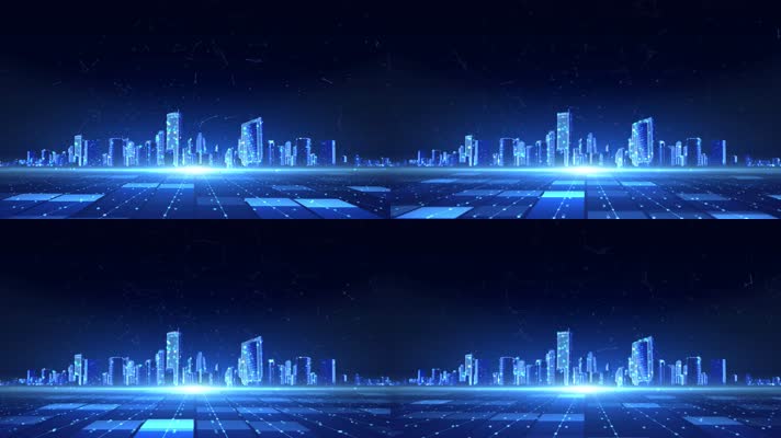 4K蓝色智慧城市背景