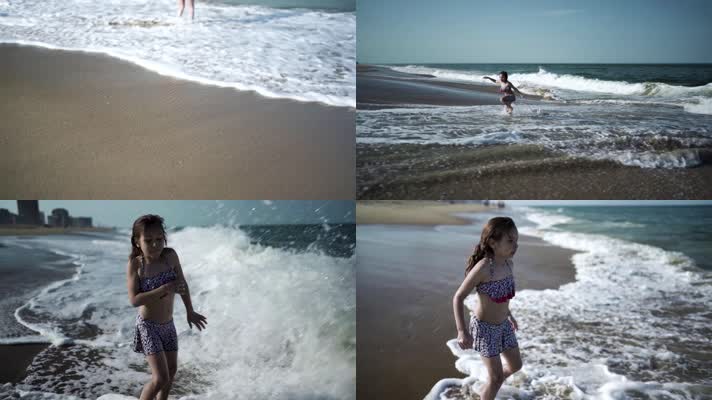 儿童海边，儿童玩水，放飞自己
