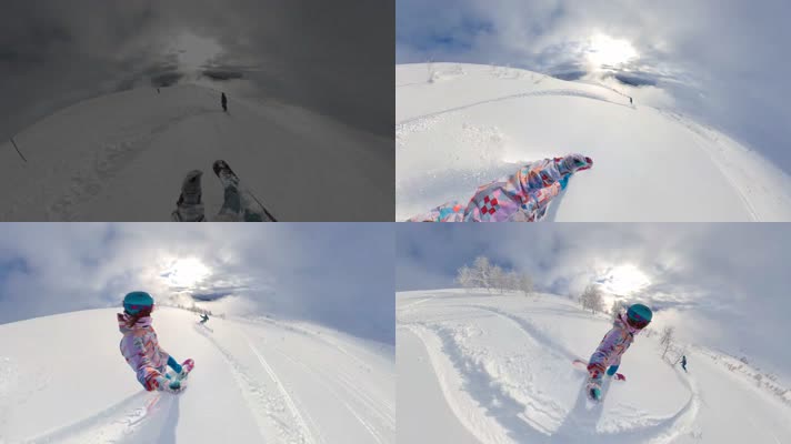 滑雪运动，航拍滑雪雪山