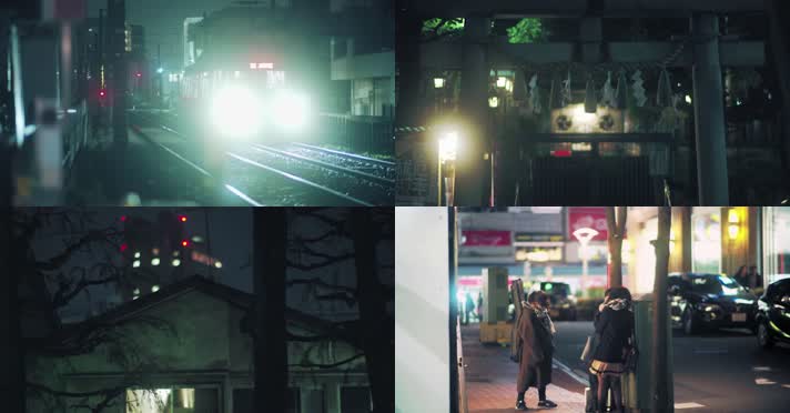 日本夜景，街道路人，夜生活