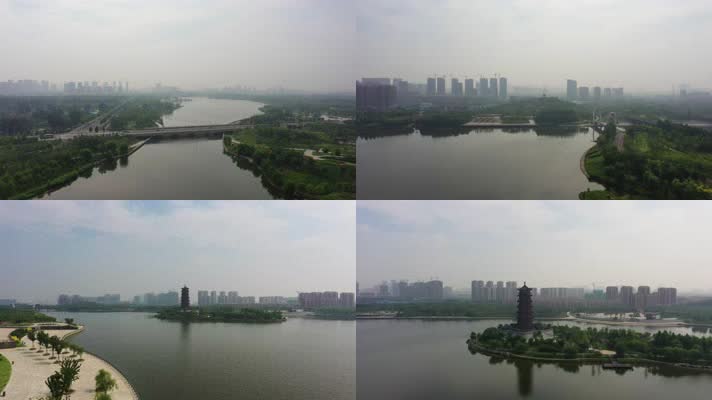4k-航拍淄博孝妇河湿地公园