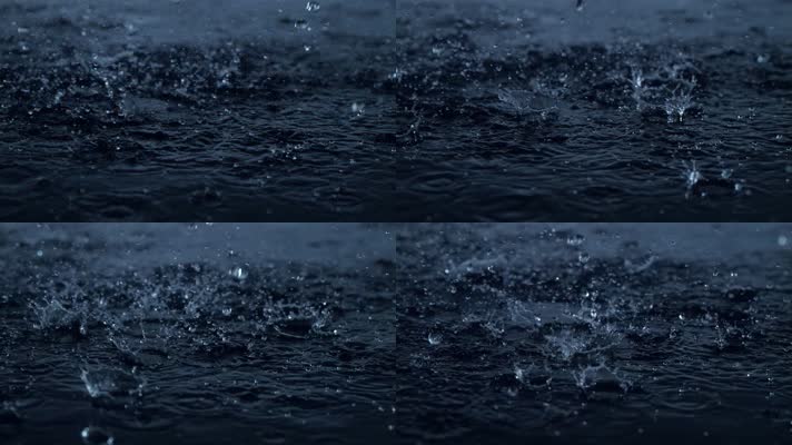 水面下雨，水面滴水，地面下雨