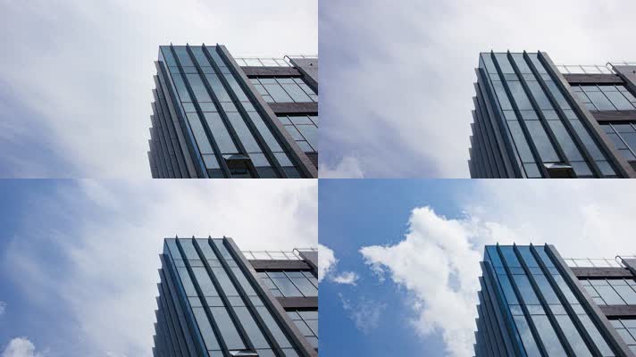 4k楼宇仰拍天空蓝天白云延时摄影素材