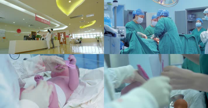 医院妇产科生孩子产房婴儿脚印刨腹产