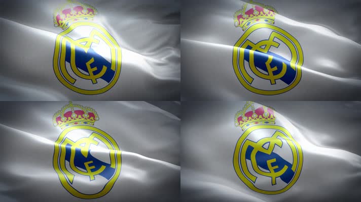 皇马足球俱乐部logo旗帜飘扬