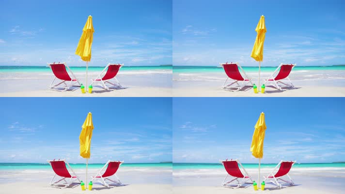 海边度假，海边躺椅沙滩椅椅子