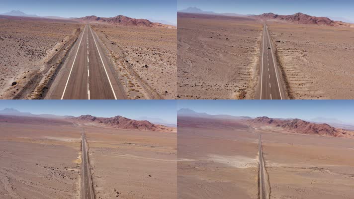 沙漠公路，诞伸到远方地平线沙漠