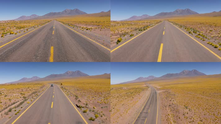沙漠公路，诞伸到远方地平线沙漠