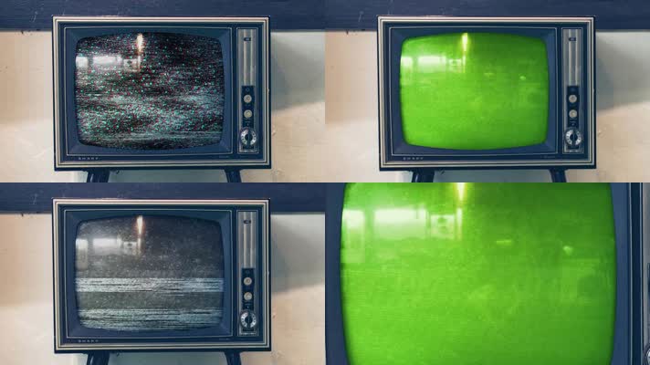 老电视机显示-绿幕