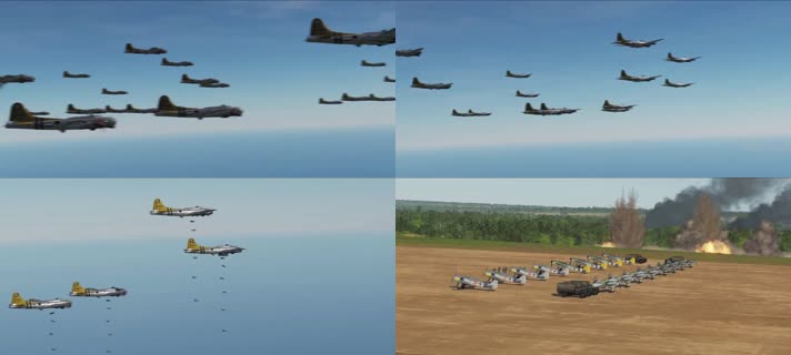 战争动画，二战战机空战空袭轰炸战斗机