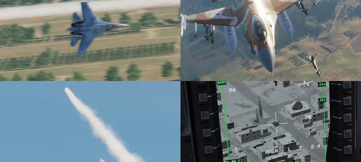 战争动画，空战击落，空袭地面
