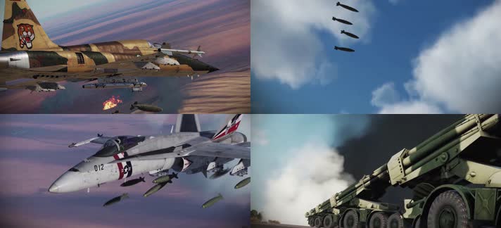 战争动画，战机空袭，战机轰炸