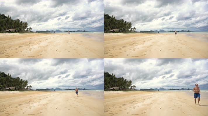 海边沙滩奔跑