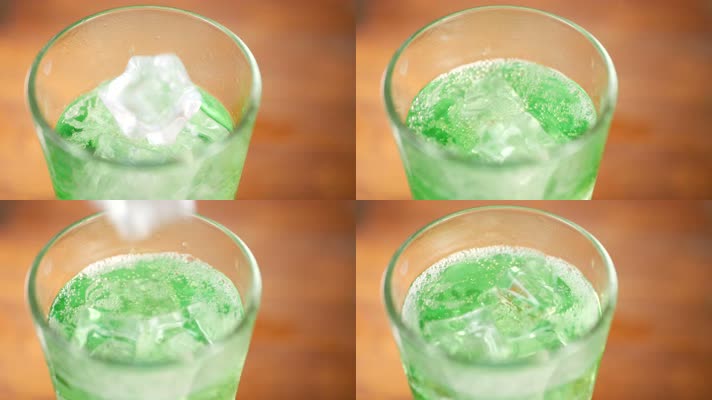 绿色饮料冰块，避暑解渴玻