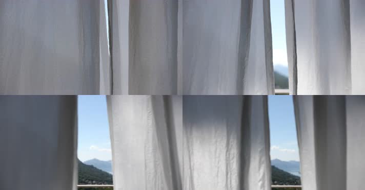白色窗帘，风吹窗帘，唯美浪漫
