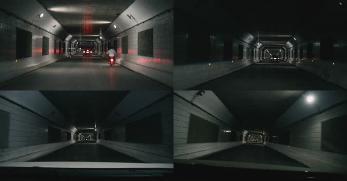 4K电影感汽车隧道、汽车行驶