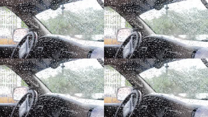 车窗玻璃雨滴，水渍窗户模糊