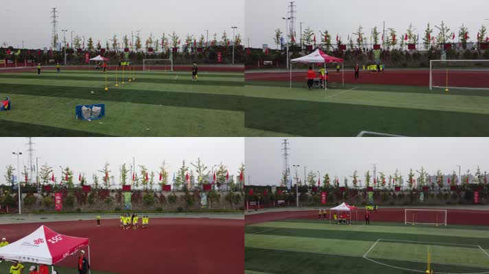 校园足球十米绕杆跑射门技术测试