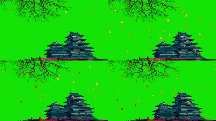 国庆节中国风古代建筑宫殿皇宫绿屏抠像
