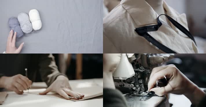 4K缝纫女裁缝手工做衣服