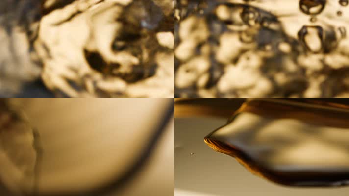 水滴慢镜头，金色水滴水花