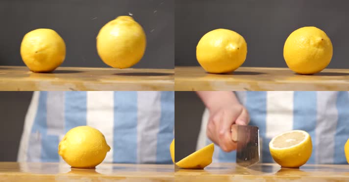 05 柠檬切开实拍镜头一组 柠檬切片 升