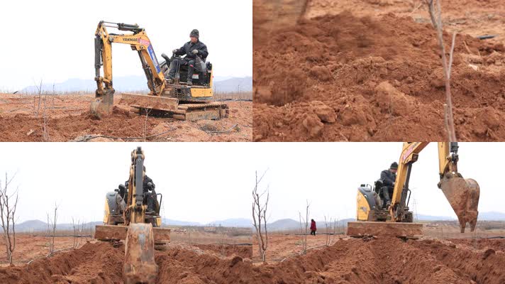 60挖掘机挖地挖土
