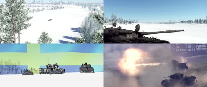 战争动画，坦克炮弹，炸毁坦克敌人