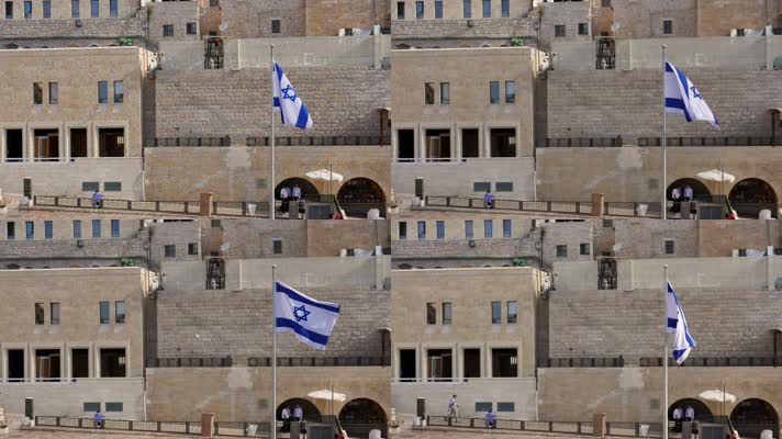 以色列国旗西墙摇曳