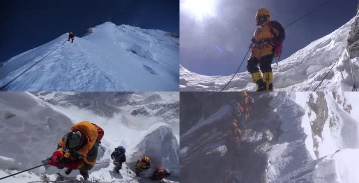 攀登雪山，珠穆朗玛峰，挑战