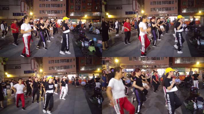 深圳妇女夜晚广场跳曳步舞健身