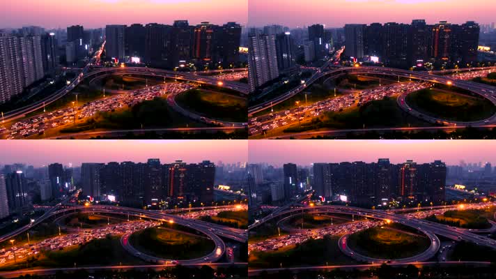 4K郑州立交桥夜景航拍