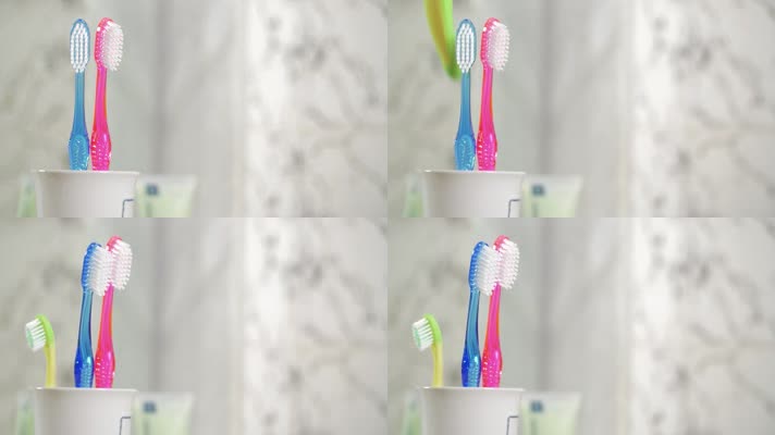 牙刷，一家三口，幸福家庭