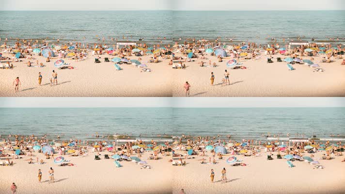 沙滩人群，休闲度假，人山人海 (2)
