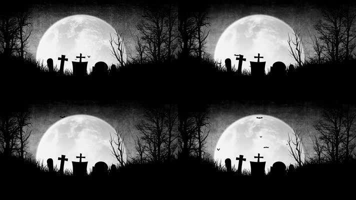 万圣节，黑夜蝙蝠，墓地月光