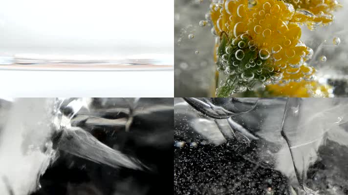 冰水抽象，冰块融化，精华液4k