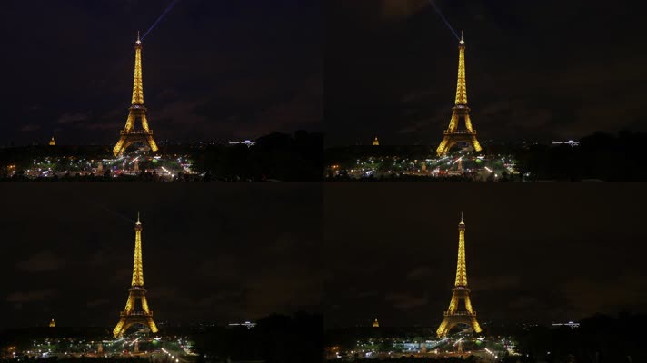 巴黎铁塔，法国巴黎夜景夜晚黑夜