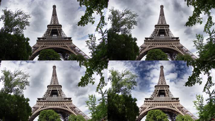 巴黎铁塔，天空延时