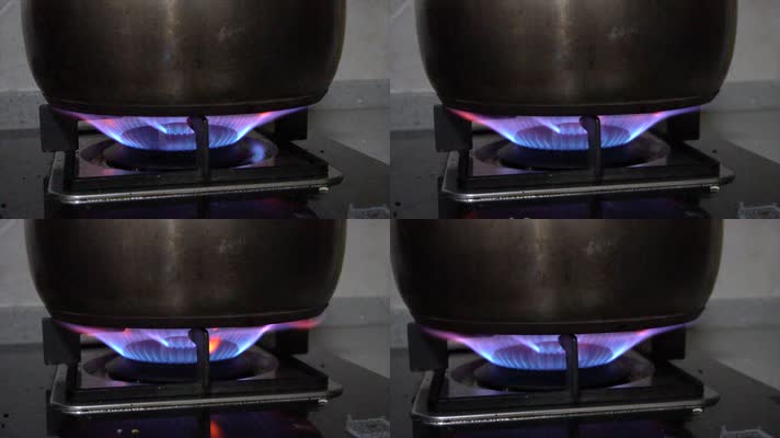 4K原创视频实拍点燃燃气灶烧水烧锅素材