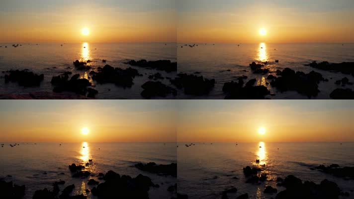 海边夕阳4K航拍素材