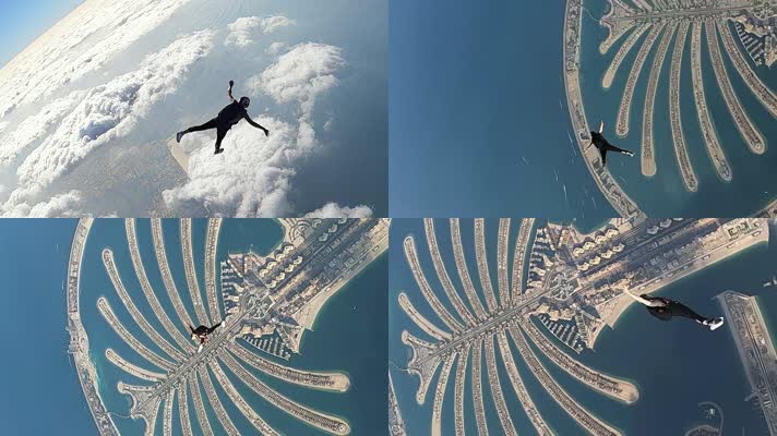 迪拜跳伞4K素材