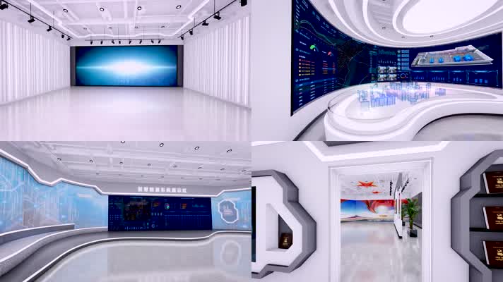 科技三维展厅建筑漫游现代3D智慧能源展示