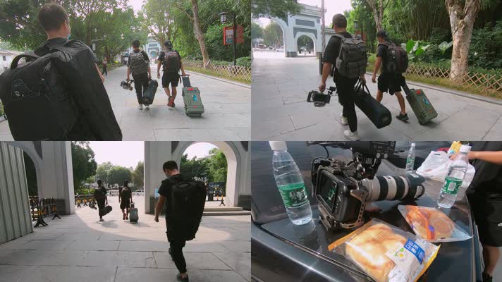 深圳摄影师走路休息吃面包