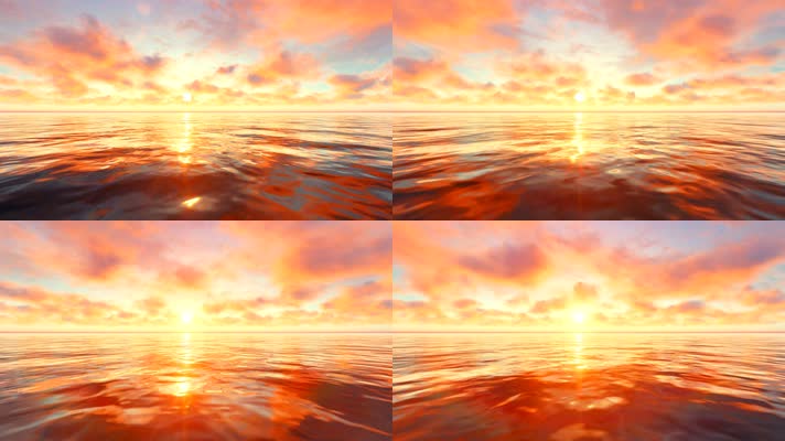 夕阳朝阳海面波光粼粼动画
