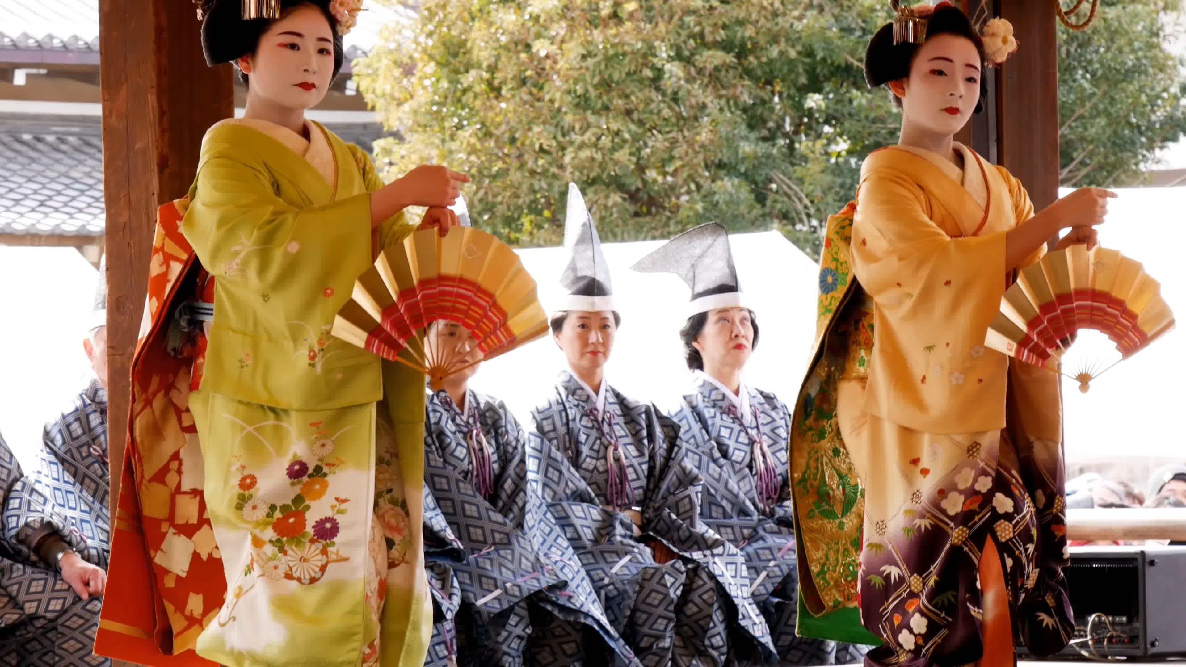 日本艺伎美女和服日本舞蹈跳舞视频素材