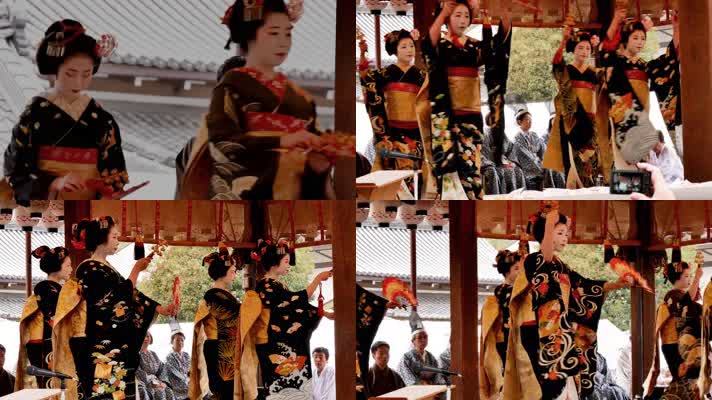 日本艺伎，美女和服，日本舞蹈跳舞